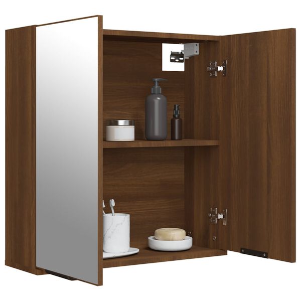 vidaXL Ντουλάπι Μπάνιου με Καθρέφτη Καφέ δρυς 64 x 20 x 67 εκ.