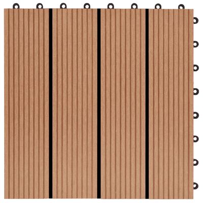 vidaXL Πλακάκια Deck 11 τεμ. Χρώμα Teak 30 x 30 εκ. 1 μ² από WPC