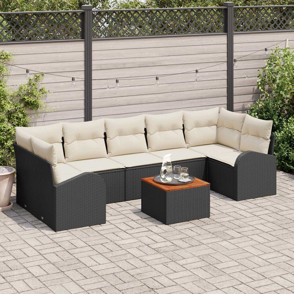 vidaXL Σετ Καναπέ Κήπου 8 pcs Μαύρο και λευκό
