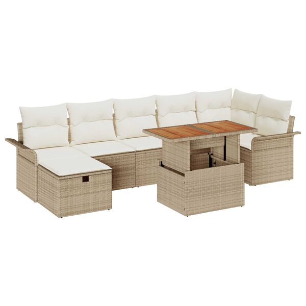 vidaXL Σετ Καναπέ Κήπου 8 pcs Μπεζ συνθετικό ρατάν