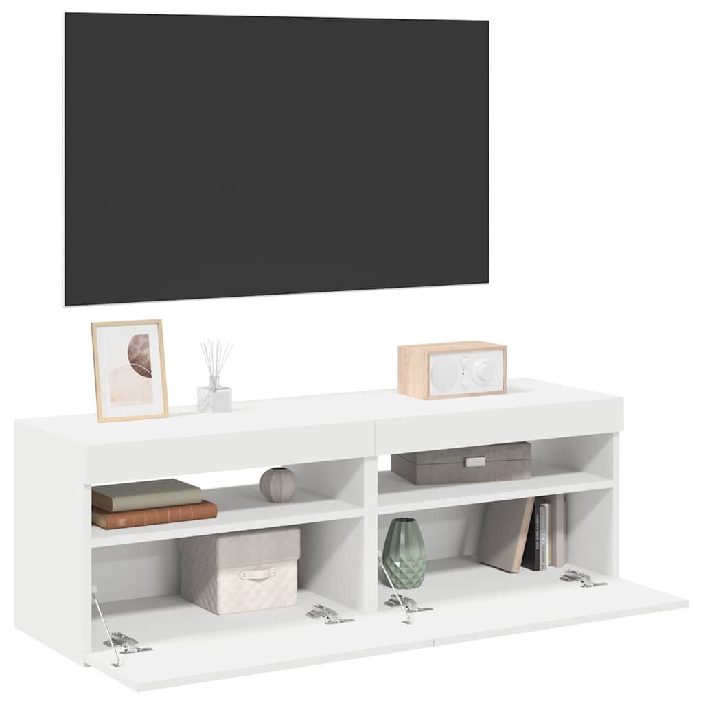 vidaXL Έπιπλα Τηλεόρασης με LED 2 τεμ. Λευκά 60 x 35 x 40 εκ.