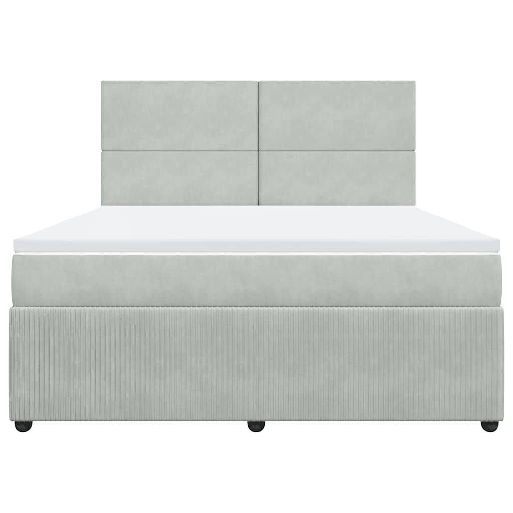vidaXL Κρεβάτι Boxspring με Στρώμα Ανοιχτό Γκρι 180x200 εκ. Βελούδινο