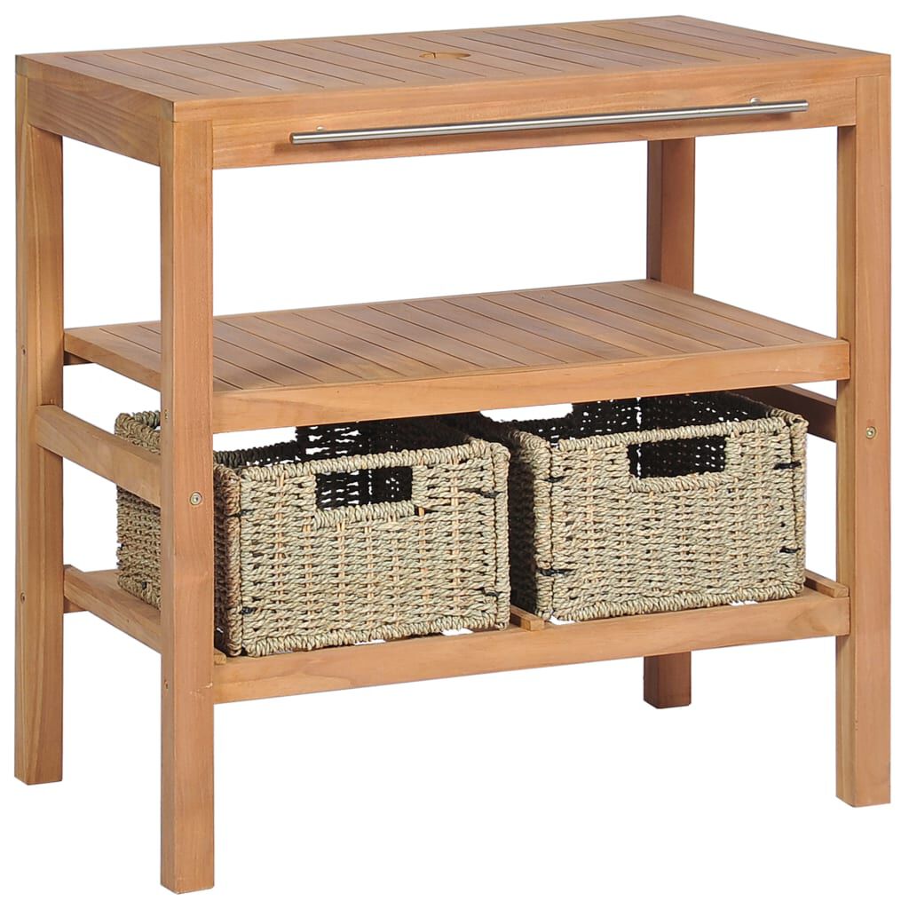 vidaXL Έπιπλο Μπάνιου 74x45x75 εκ. από Μασίφ Ξύλο Teak με 2 Καλάθια