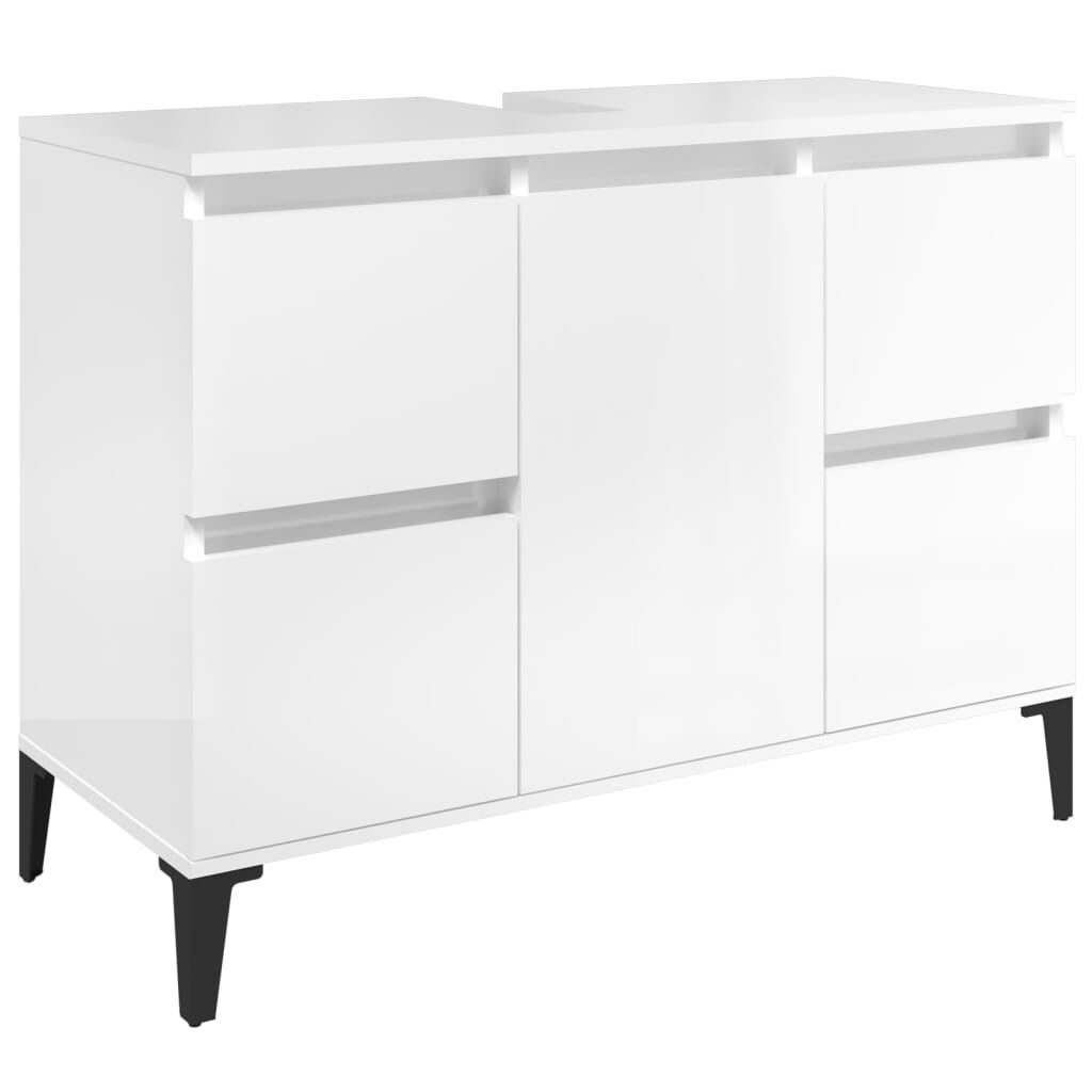 vidaXL Ντουλάπι Νιπτήρα Γυαλ. Λευκό 80x33x60 εκ. Επεξεργασμένο Ξύλο