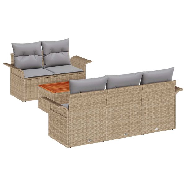 vidaXL Σετ Καναπέ Κήπου 6 pcs Μπεζ, Ανοιχτό Γκρι 55 x 55 x 37 εκ