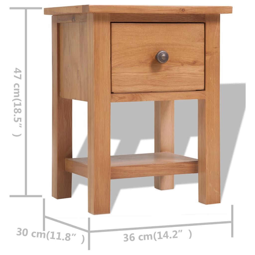 vidaXL Κομοδίνα 2 τεμ. 36 x 30 x 47 εκ. από Μασίφ Ξύλο Δρυός