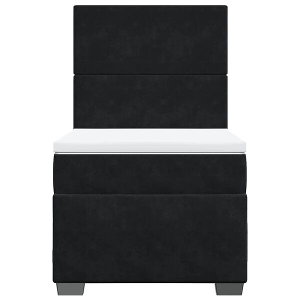 vidaXL Κρεβάτι Boxspring με Στρώμα Μαύρο 100x200 εκ. Βελούδινο