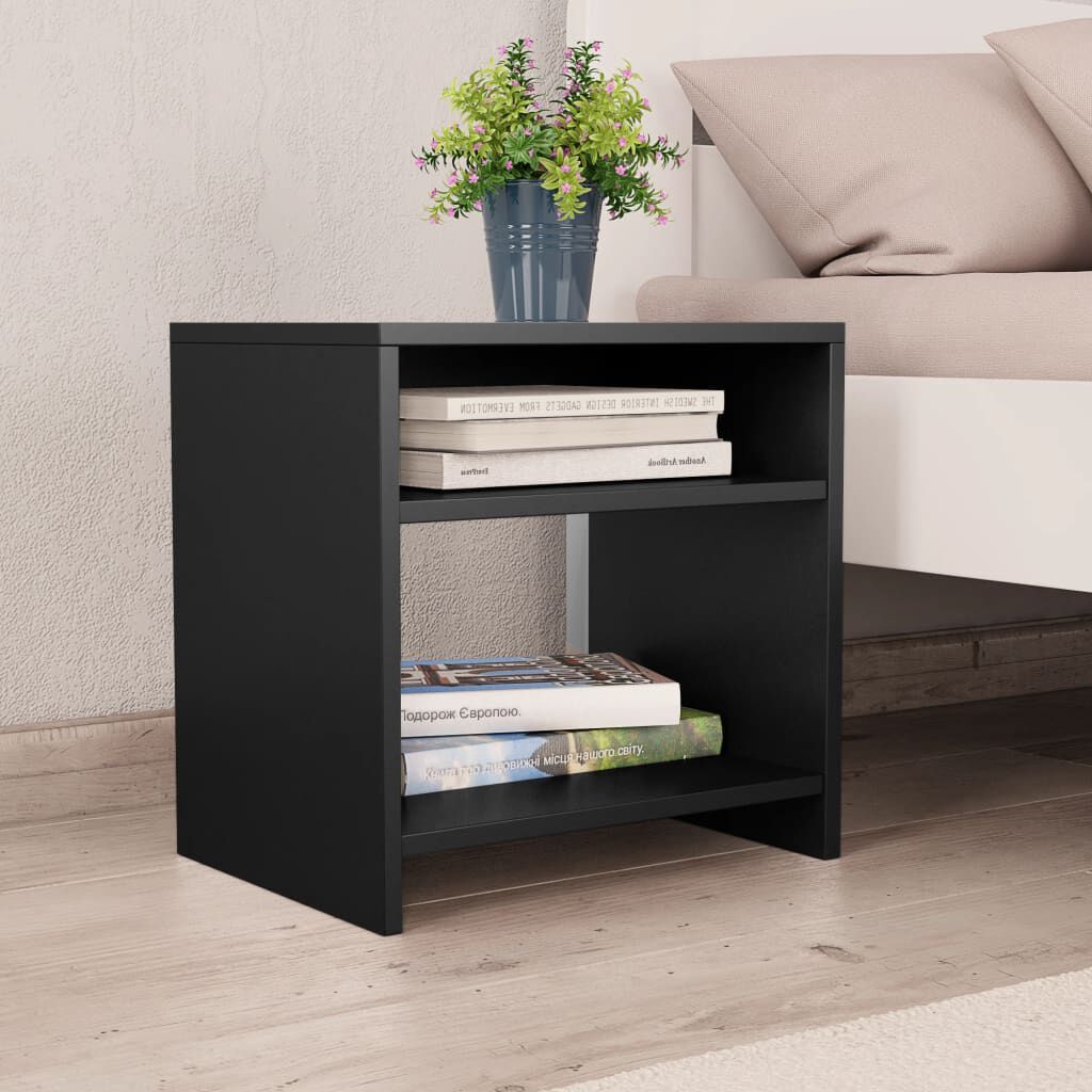vidaXL Κομοδίνο Μαύρο 40 x 30 x 40 εκ. από Επεξ. Ξύλο