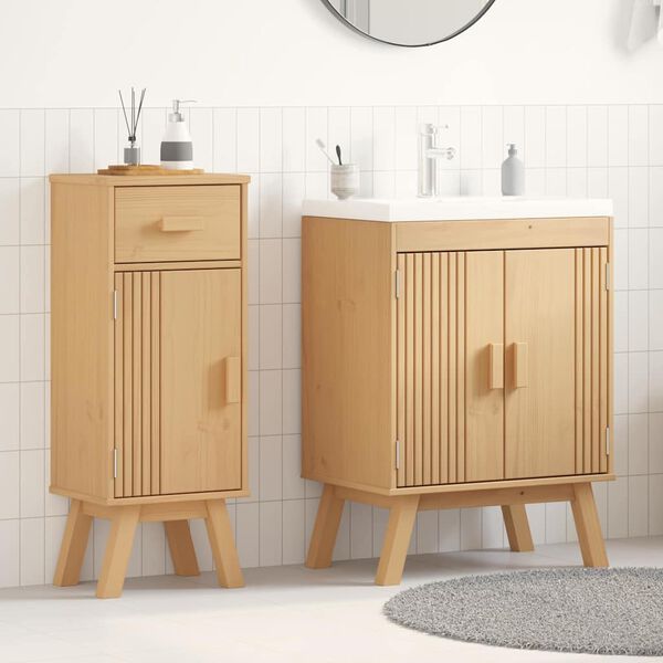 vidaXL Σετ Επίπλων Μπάνιου με συρτάρι 2 pcs Καφέ 114 x 43 x 73.5 εκ.