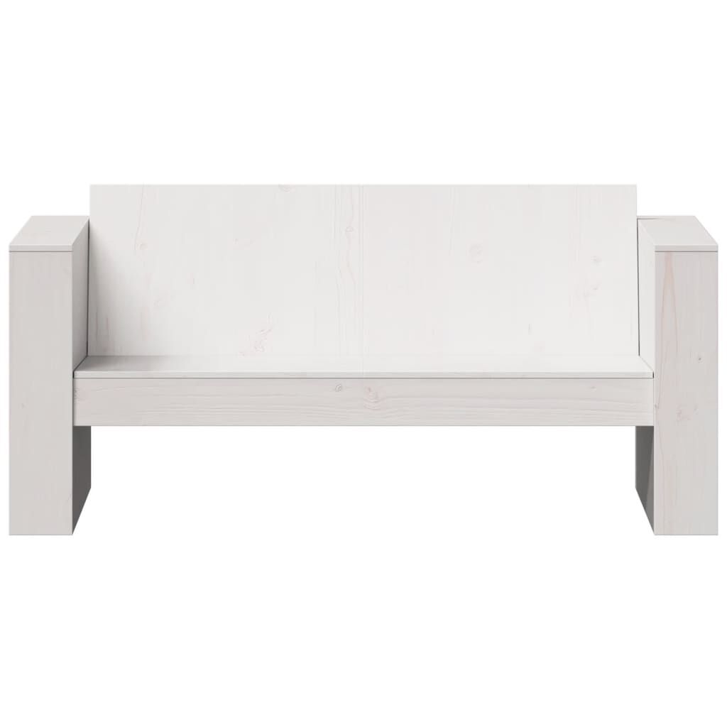 vidaXL Καναπές Κήπου Διθέσιος Λευκός 134x60x62 εκ. Μασίφ Ξύλο Πεύκου