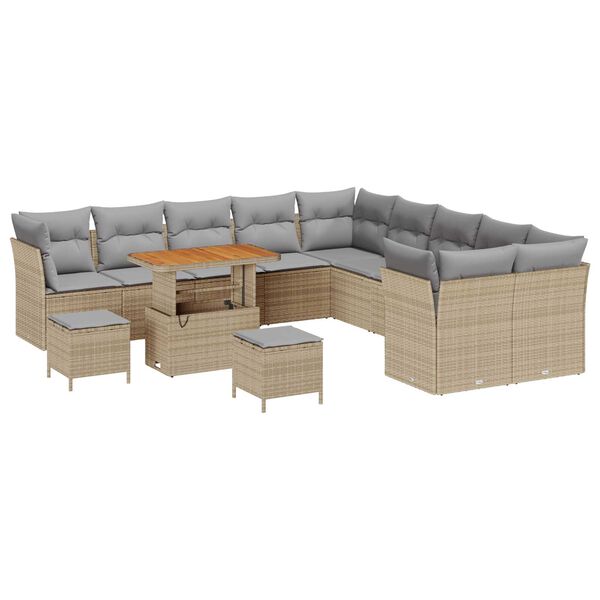 vidaXL Σετ Καναπέ Κήπου 13 pcs Μπεζ συνθετικό ρατάν