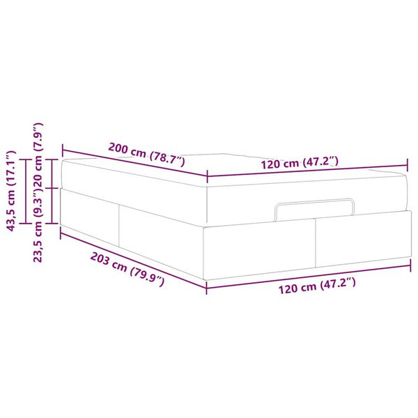 vidaXL Σκελετός Κρεβατιού με στρώμα Μαύρο 120 x 200 cm ύφασμα