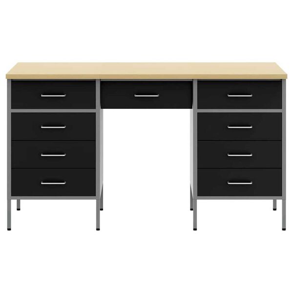 vidaXL Ντουλάπα Εργασίας με συρτάρι 3 pcs Μαύρο 150 x 55 x 85 εκ