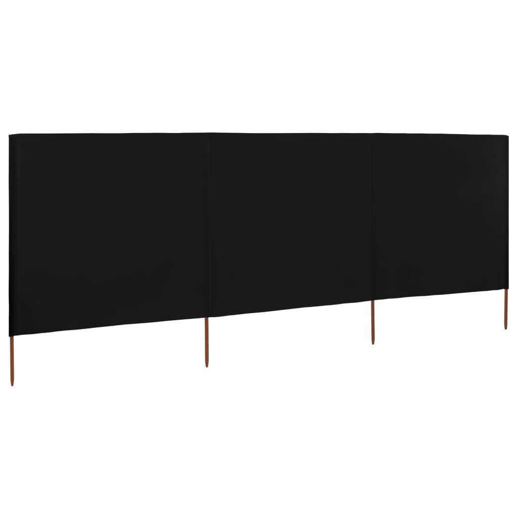 vidaXL Προστατευτικό Αέρα με 3 Πάνελ Μαύρο 400 x 120 εκ. Υφασμάτινο