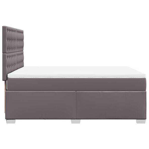 vidaXL Κρεβάτι Boxspring με Στρώμα Γκρι 140x200εκ. από Συνθετικό Δέρμα