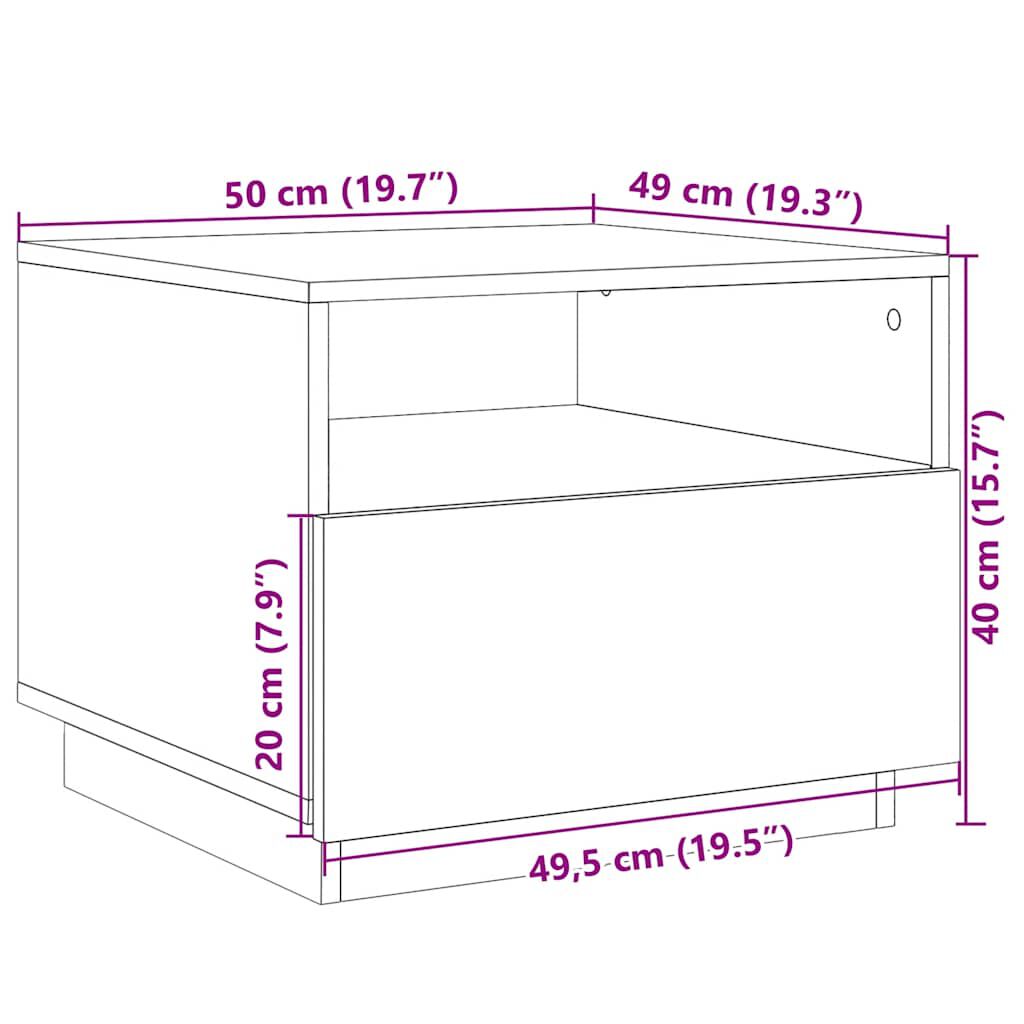 vidaXL Τραπεζάκι Σαλονιού με Φώτα LED Μαύρο 50x49x40 εκ.