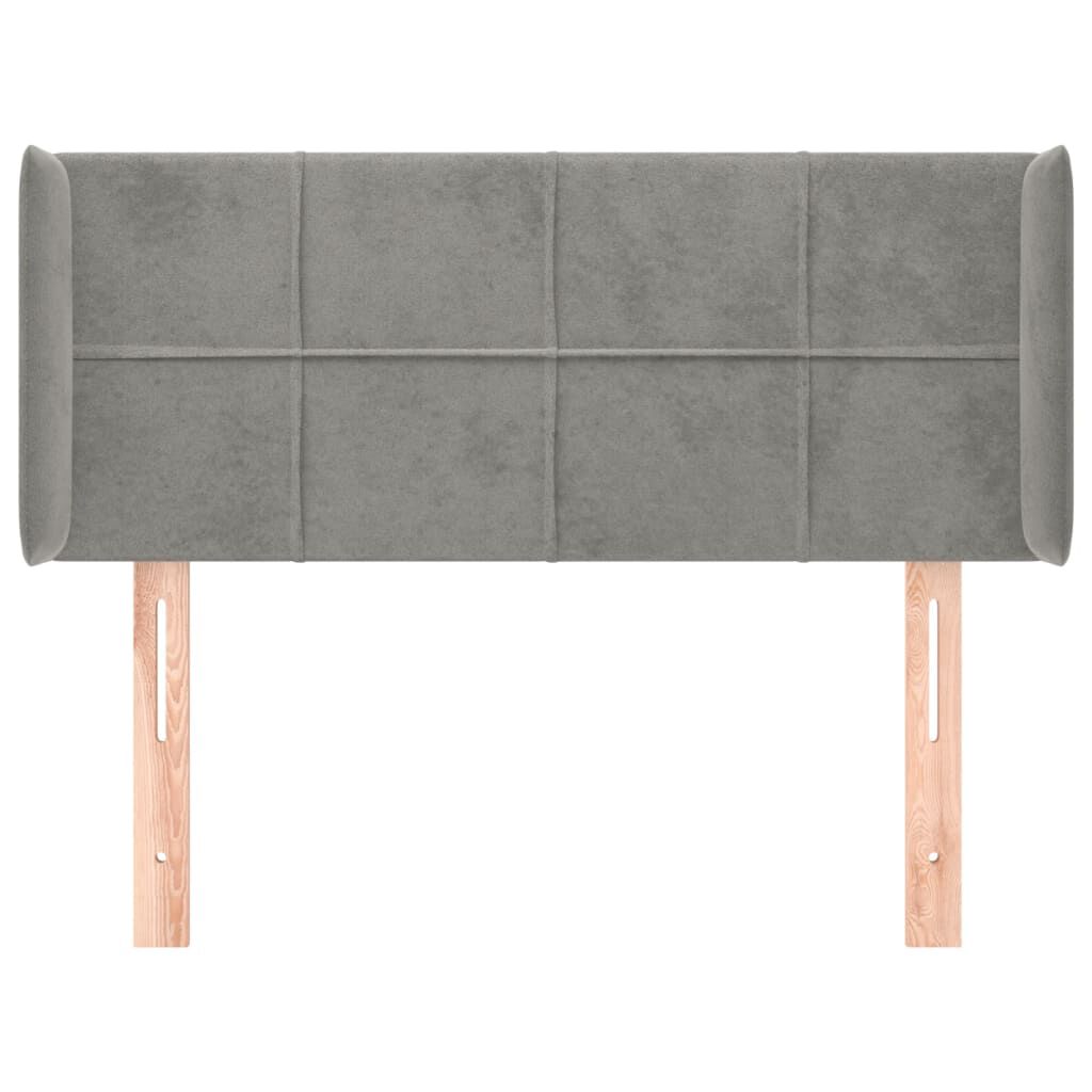 vidaXL Κεφαλάρι με Πτερύγια Ανοιχτό Γκρι 93x16x78/88 εκ. Βελούδινο