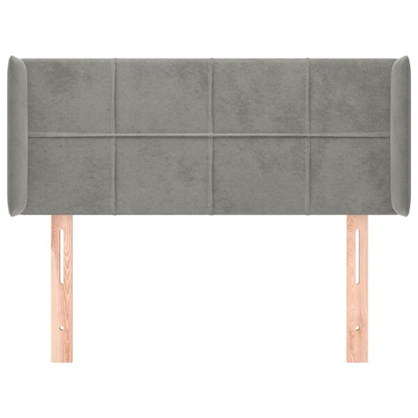 vidaXL Κεφαλάρι με Πτερύγια Ανοιχτό Γκρι 93x16x78/88 εκ. Βελούδινο