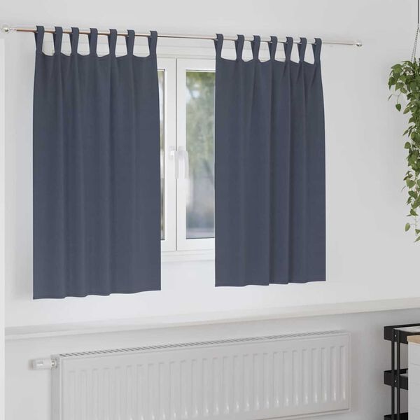 vidaXL Κουρτίνες με κουρτίνες 2 pcs Ανθρακί 140x140cm Πολυεστέρας