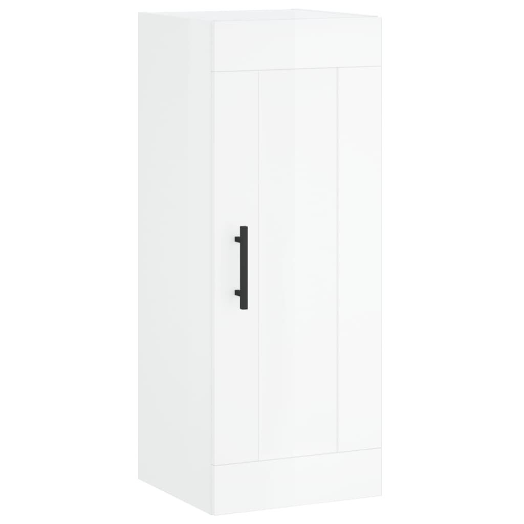 vidaXL Ντουλάπι Γυαλ. Λευκό 34,5 x 34 x 180 εκ. από Επεξεργασμένο Ξύλο