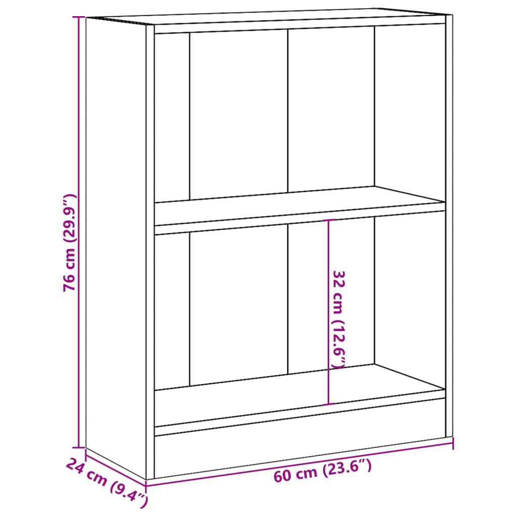 vidaXL Βιβλιοθήκη Λευκή 60 x 24 x 76 εκ. από Επεξεργασμένο Ξύλο