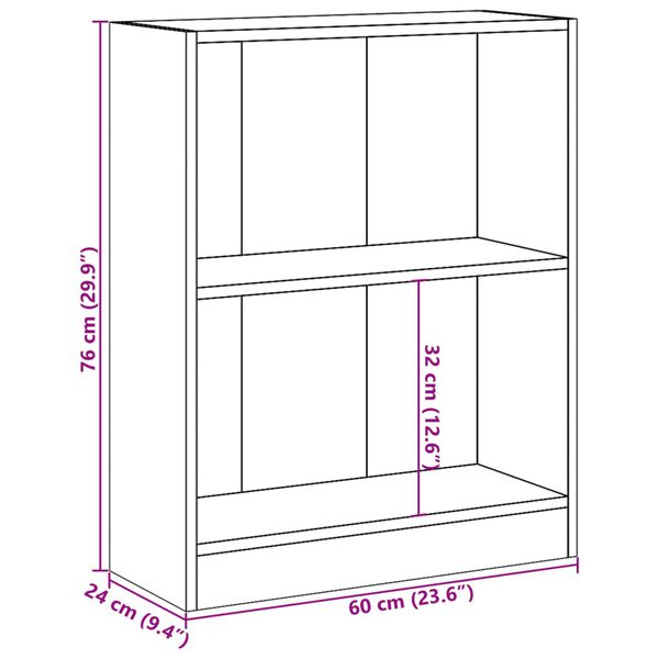 vidaXL Βιβλιοθήκη Λευκή 60 x 24 x 76 εκ. από Επεξεργασμένο Ξύλο