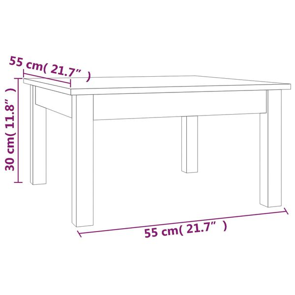 vidaXL Τραπεζάκι Σαλονιού Μαύρο 55 x 55 x 30 εκ. από Μασίφ Ξύλο Πεύκου