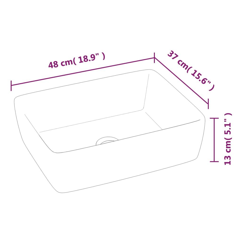 vidaXL Νιπτήρας Ορθογώνιος Λευκός 48 x 37 x 13 εκ. Κεραμικός