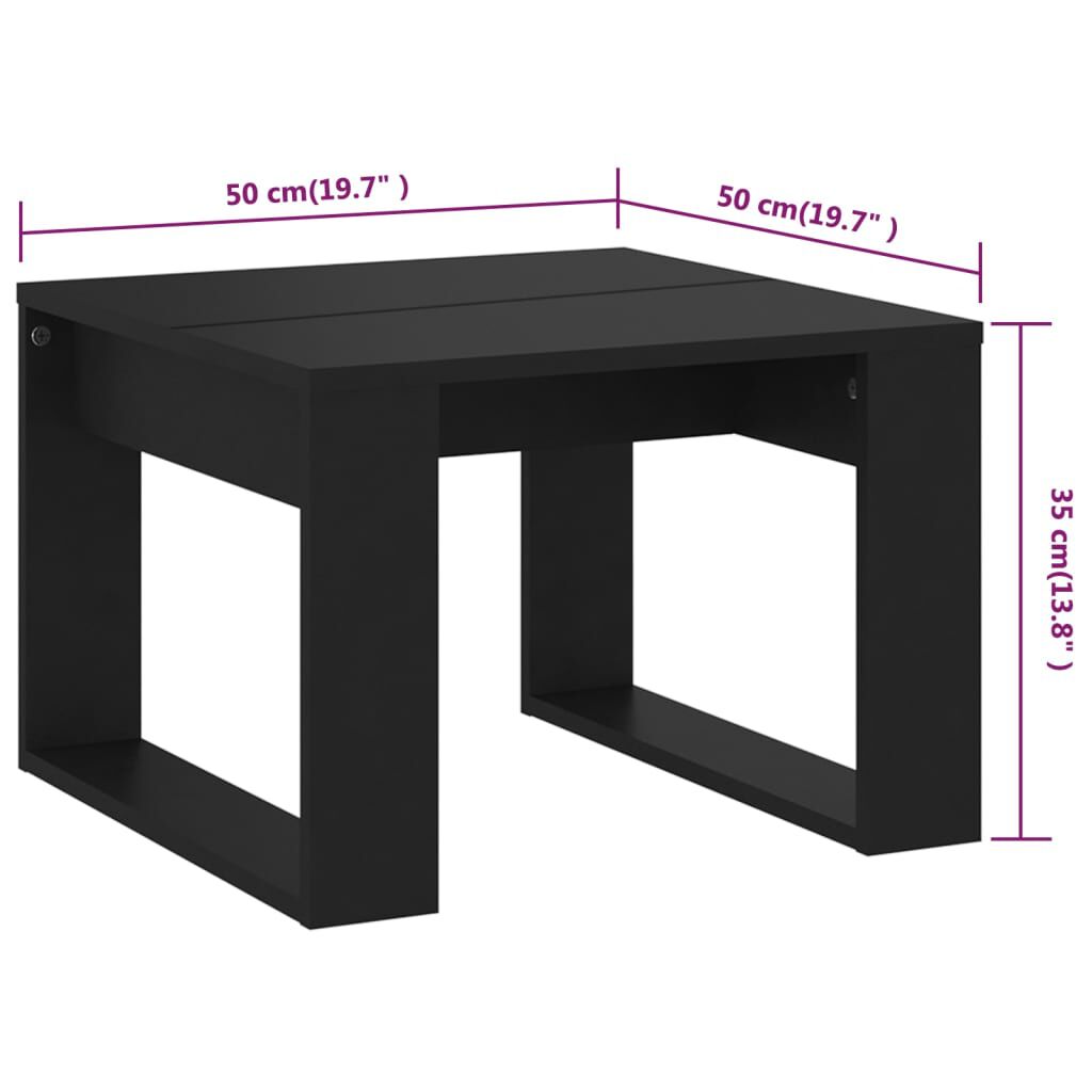 Τραπέζι Βοηθητικό Μαύρο 50 x 50 x 35 εκ. από Επεξεργ. Ξύλο