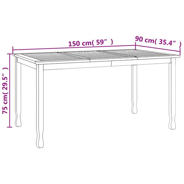 vidaXL Τραπεζαρία Κήπου 150 x 90 x 75 εκ. από Μασίφ Ξύλο Teak