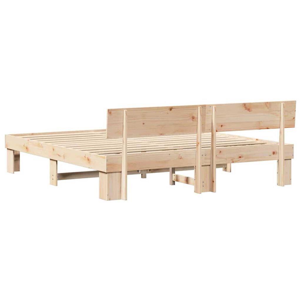 vidaXL Σκελετός Κρεβατιού Καφέ 200 x 200 cm Μασίφ ξύλο πεύκου
