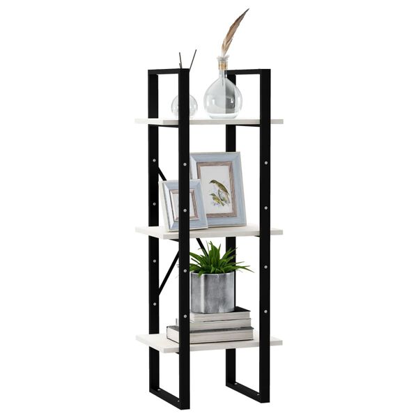 vidaXL Βιβλιοθήκη με 3 Ράφια Λευκή 40x30x105 εκ. από Μασίφ Ξύλο Πεύκου