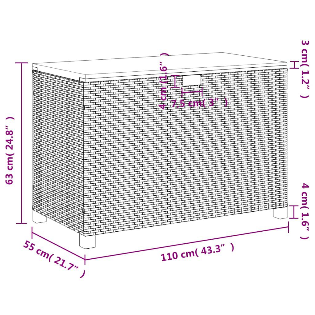 vidaXL Κουτί Αποθ. Κήπου Γκρι 110x55x63 εκ. Συνθ. Ρατάν/Μασίφ Ακακία