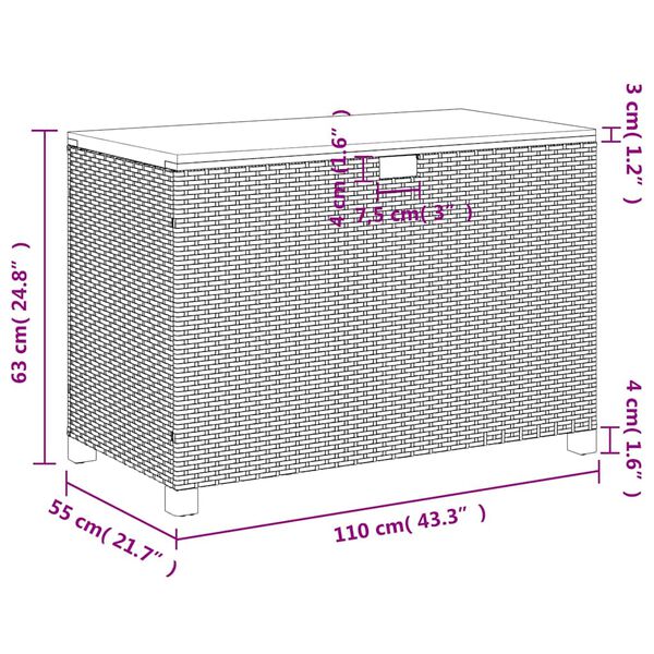 vidaXL Κουτί Αποθ. Κήπου Γκρι 110x55x63 εκ. Συνθ. Ρατάν/Μασίφ Ακακία
