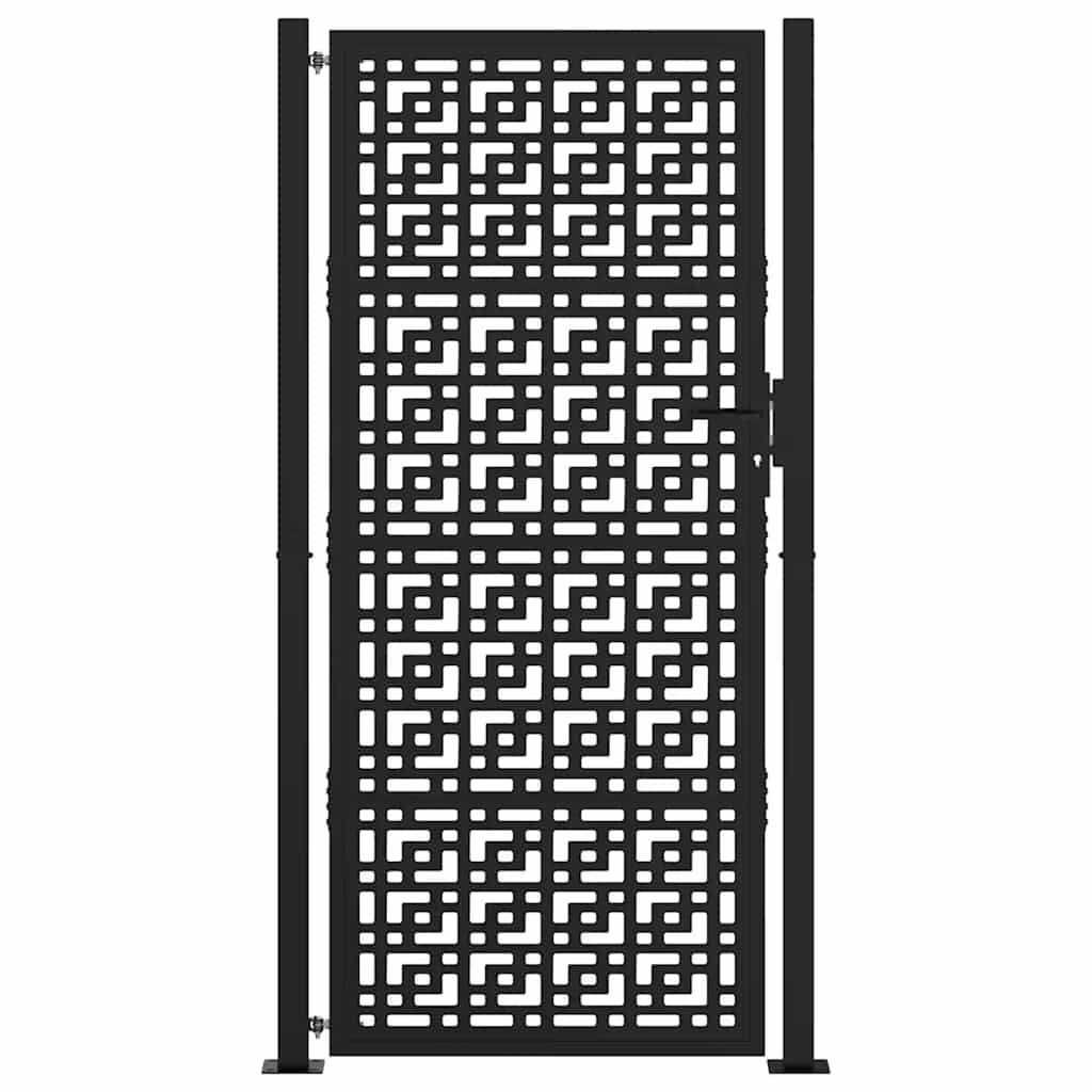 vidaXL Πύλη κήπου Μαύρη 105x205 cm Ατσάλινος Σταυρός Σχεδιασμός