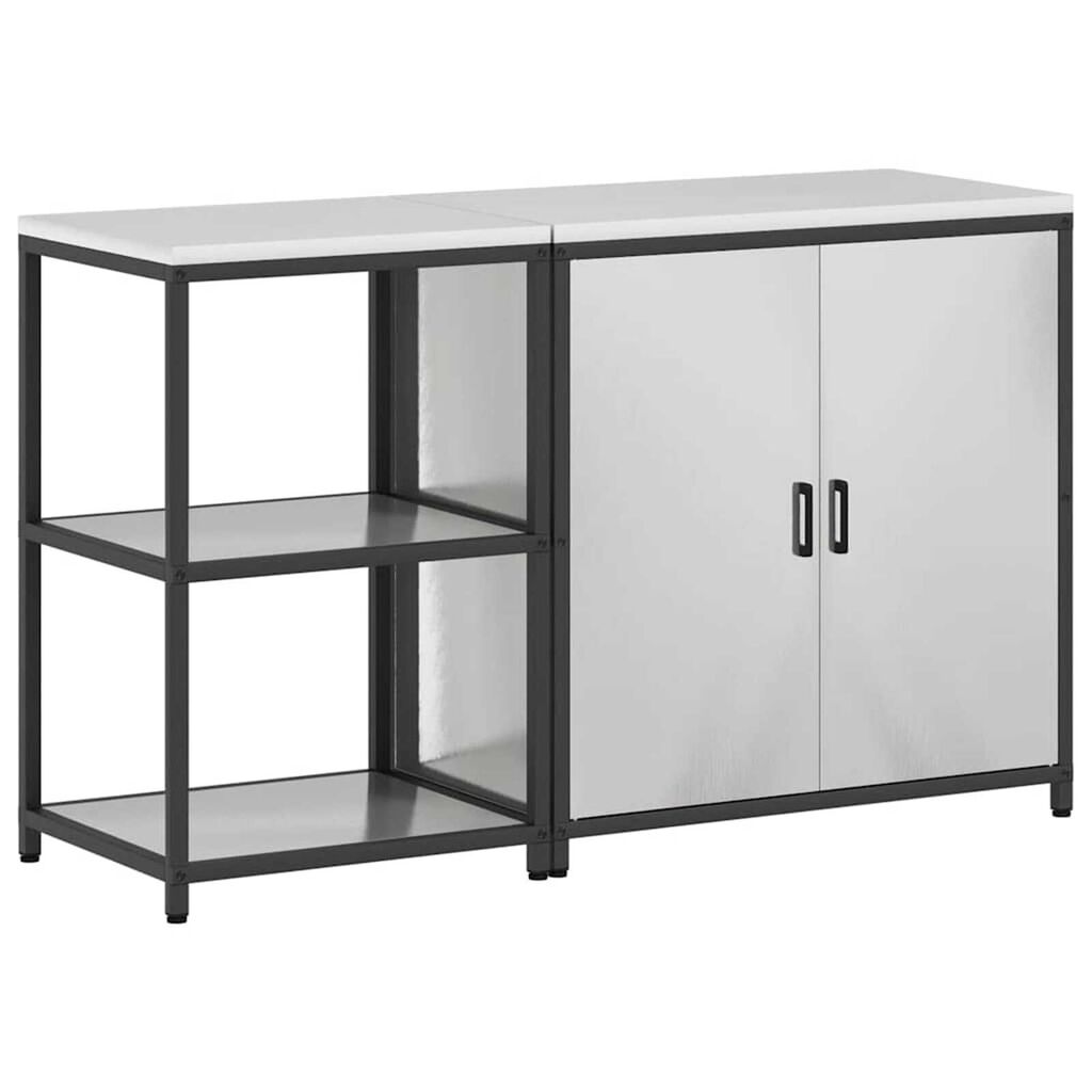 vidaXL Σετ Αποθήκευσης Κουζίνας με ράφι 2 pcs Ασημί 150 x 50 x 92 εκ.