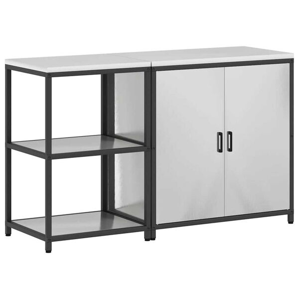 vidaXL Σετ Αποθήκευσης Κουζίνας με ράφι 2 pcs Ασημί 150 x 50 x 92 εκ.