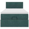 vidaXL Οθωμανικό κρεβάτι με στρώμα & LEDs Dark Green 90x200cm Velvet