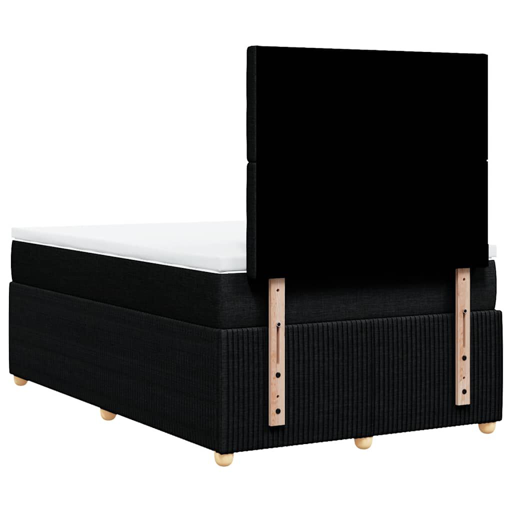 vidaXL Κρεβάτι Boxspring με Στρώμα Μαύρο 120x190 εκ. Υφασμάτινο