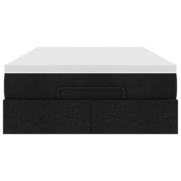 vidaXL Οθωμανικό κρεβάτι με στρώμα Μαύρο 120x200cm Ύφασμα