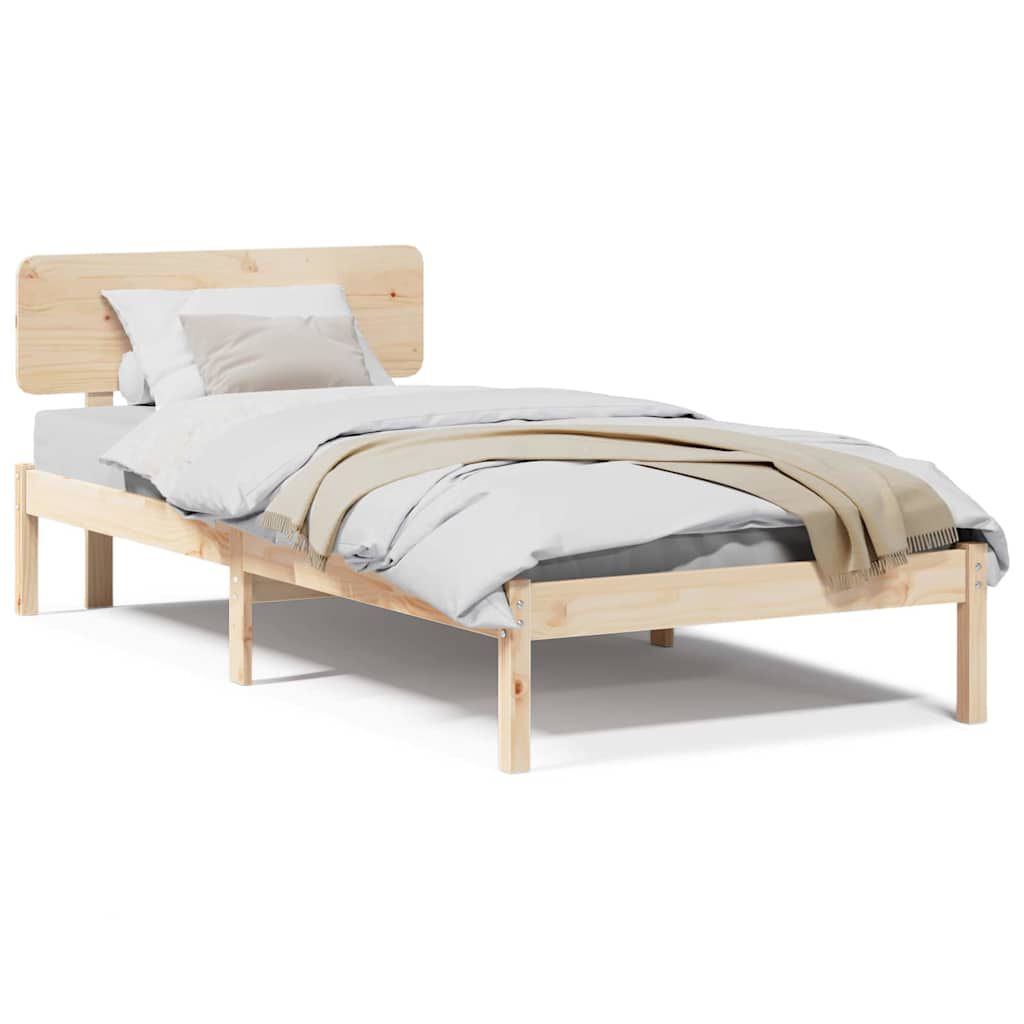 vidaXL Σκελετός Κρεβατιού Φυσικό 75 x 190 cm Μασίφ ξύλο πεύκου