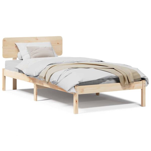 vidaXL Σκελετός Κρεβατιού Φυσικό 75 x 190 cm Μασίφ ξύλο πεύκου