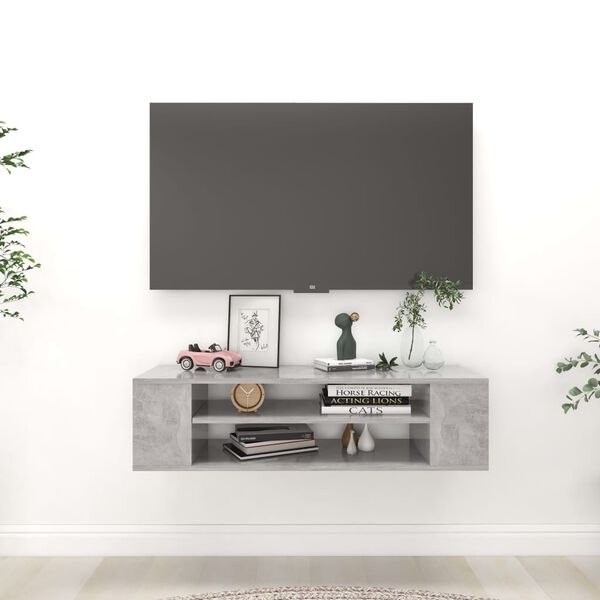 vidaXL Έπιπλο Τηλεόρασης Κρεμ. Γκρι Σκυρ. 100x30x26,5 εκ. Επεξ. Ξύλο