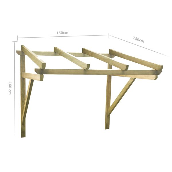 vidaXL Στέγαστρο Πόρτας 150 x 150 x 160 εκ. Μασίφ Ξύλο Πεύκου