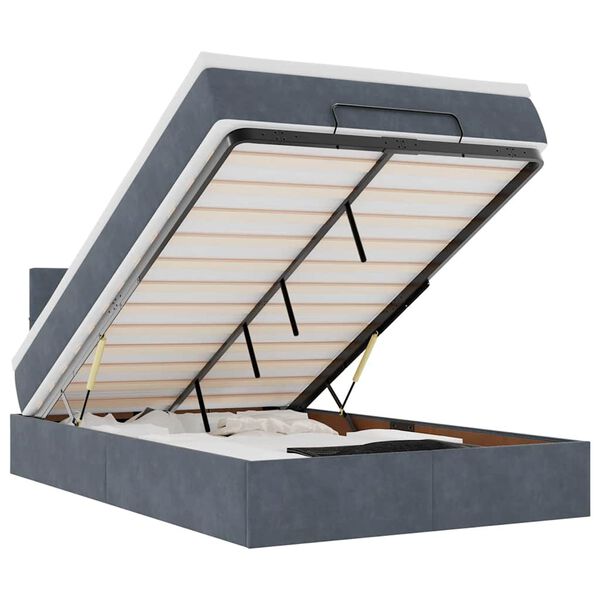 vidaXL Οθωμανικό κρεβάτι με στρώμα σκούρο γκρι 120x190 cm Velvet