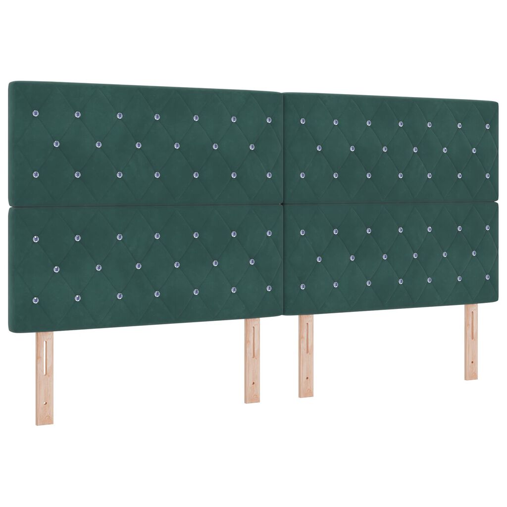 κρεβάτι box spring vidaXL με στρώμα σκούρο πράσινο 200x200 εκ. βελούδινο