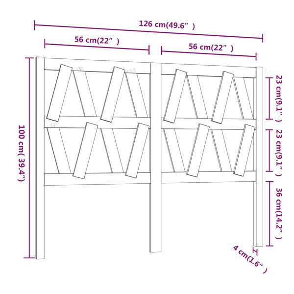 vidaXL Κεφαλάρι Κρεβατιού Λευκό 126 x 4 x 100 εκ. Μασίφ Ξύλο Πεύκου