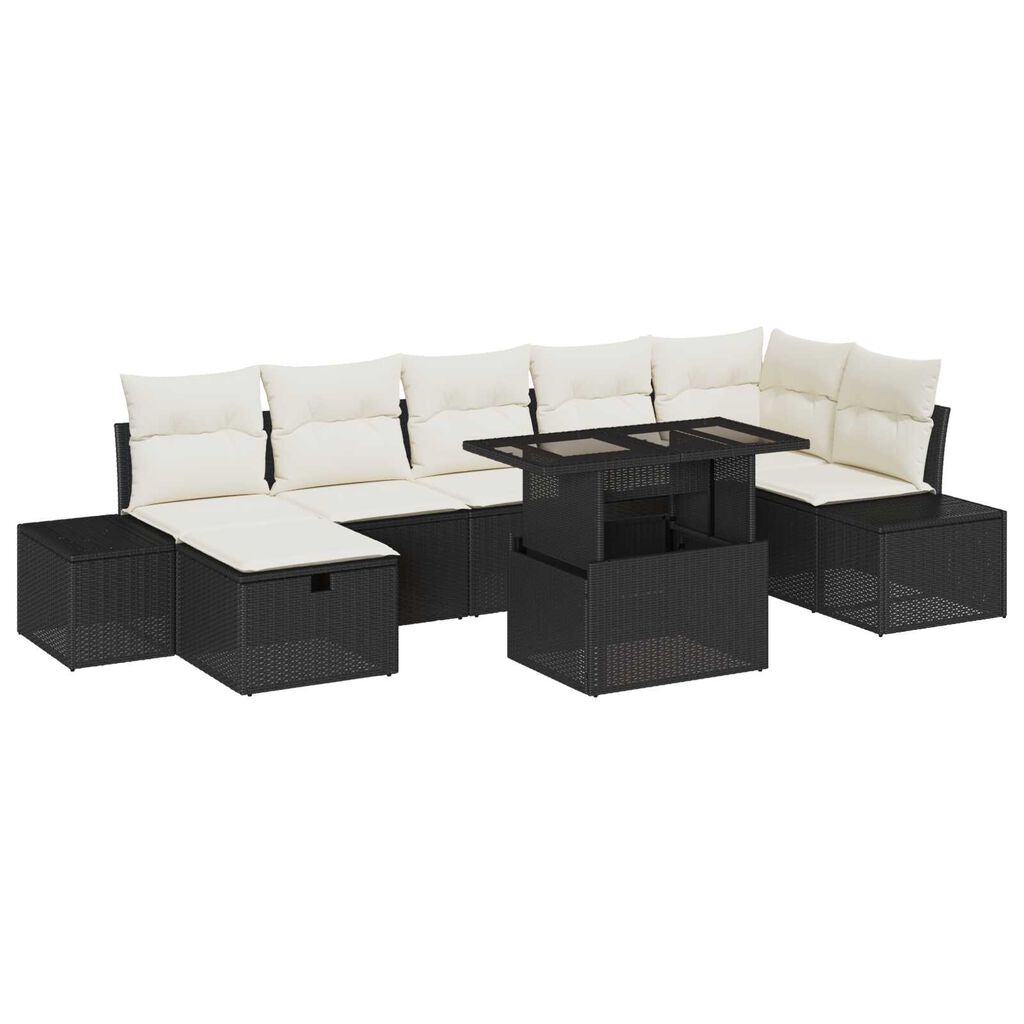 vidaXL Σετ Καναπέ Κήπου με μαξιλάρι 8 pcs Μαύρο Πολυ ράταν