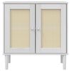 vidaXL Ντουλάπι SENJA Λευκό / Όψη Ρατάν 80x35x80 εκ. Μασίφ Ξύλο Πεύκου