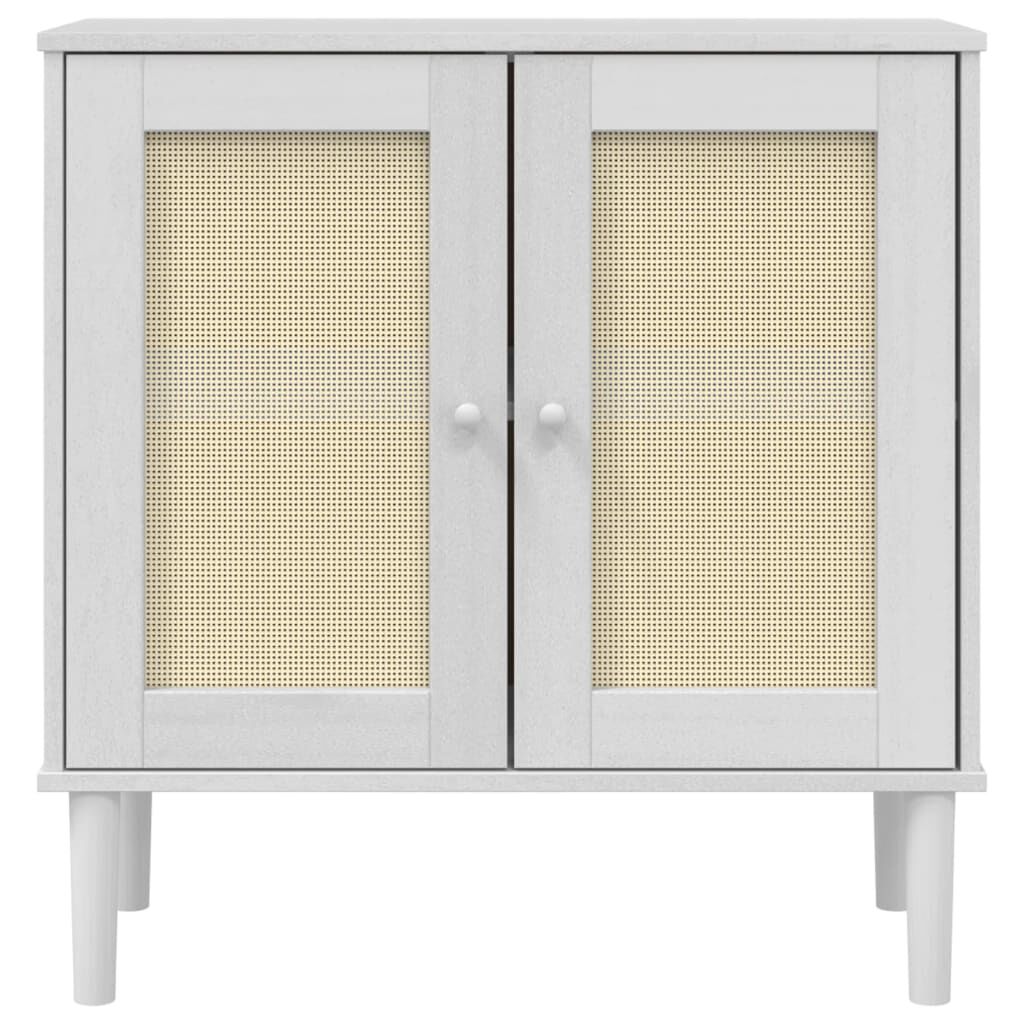 vidaXL Ντουλάπι SENJA Λευκό / Όψη Ρατάν 80x35x80 εκ. Μασίφ Ξύλο Πεύκου